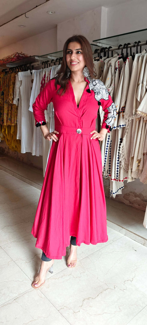 Hand Painted Pink Slit Top